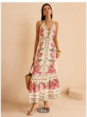 Floral halter neck dress